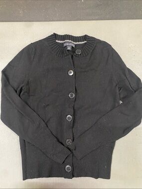 Banana Republic Black Button-Front Ribbed-Trim Women's Cardigan